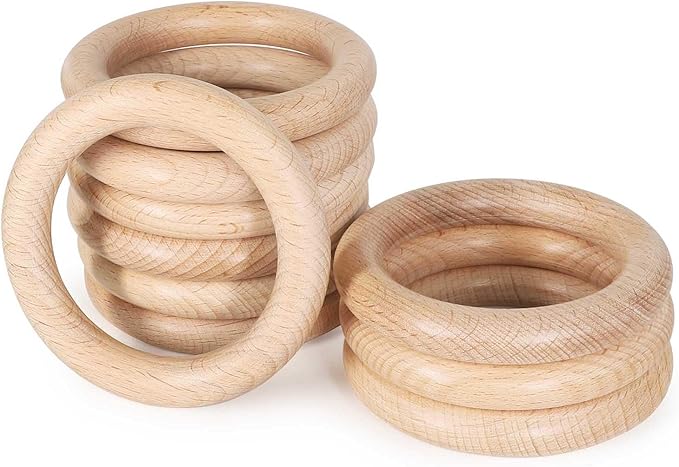 FoDau770 10pcs Natural Beech Wooden Rings, Unfinished Solid Wood Rings Heavy by FoDau770