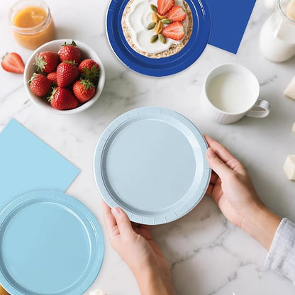 60 PCS Blue Paper Plates, Light Blue Plates and Napkins Party Supplies - Image 7