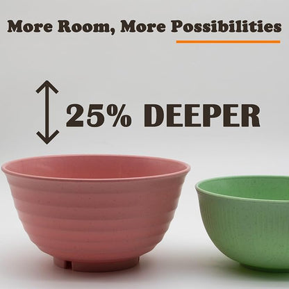 Cereal Bowls Set, 37oz Unbreakable Wheat Straw Bowls Set, Deep Lightweight Bowl - Image 4