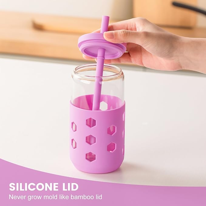 Mrsdry 16 oz Glass Cups with Lids and Straws - Image 7