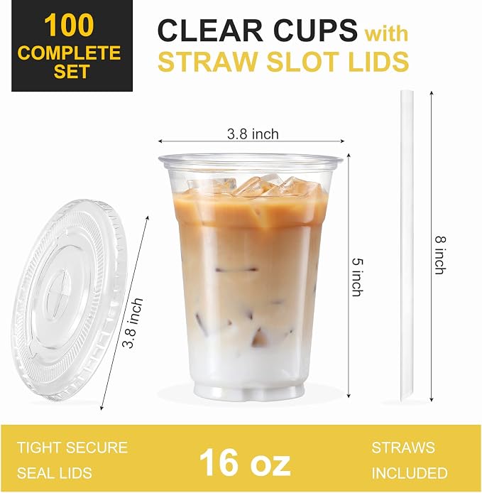 VITEVER [100 Sets - 16oz Clear Plastic Cups - Image 2