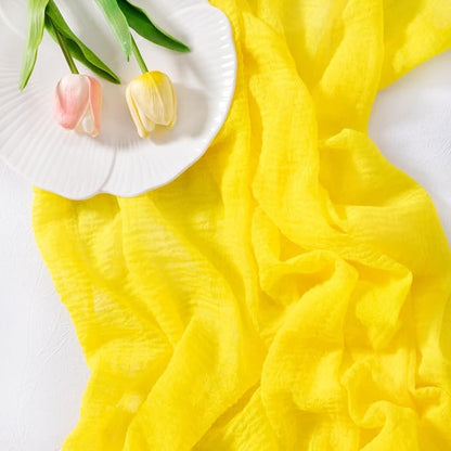 Cheesecloth Table Runner Summer Boho Wedding Shower Party Home Decor | Yellow - Image 3