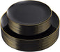 KIRE 60PCS Black Plastic Plates - Black Disposable Plates with Gold Rim for Halloween Party/Graduation - Include 30Pcs 10.25inch for Dinner and 30Pcs 7.5inch for Dessert