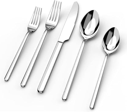 Silverware Set for 12, 60 Piece 18/10 Stainless Steel Flatware Utensils Cutlery by KINGSTONE