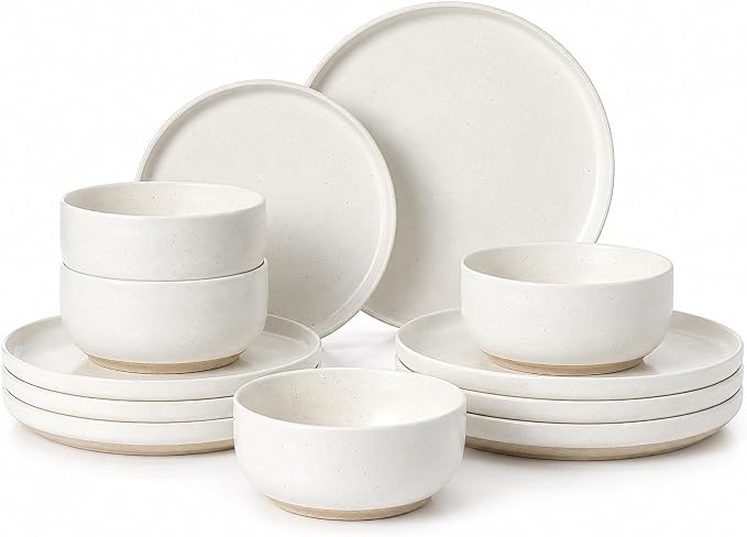 Ceramic Plates and Bowls Sets, Modern Design Dinner Plates, Stoneware Dishware by SOVEGLEE