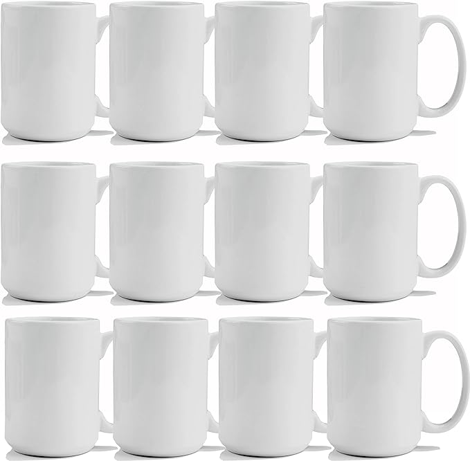 TANGLONG 12PCS Sublimation coffee Mugs 15 oz White Cups by TANGLONG