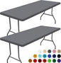 Spandex 5 Foot Rectangle Table Cloth 2 Pack, Elastic Fitted Tablecloths for Picnic, Stretch Washable Patio Table Cover for Outdoor, Camping, Banquet and Parties (Grey, 30"x60")
