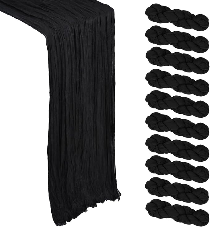10 Pack 17 x 108 Inch Black Table Runner Cheesecloth | Gauze Cheese Cloth by Heneger