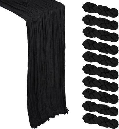 10 Pack 17 x 108 Inch Black Table Runner Cheesecloth | Gauze Cheese Cloth by Heneger