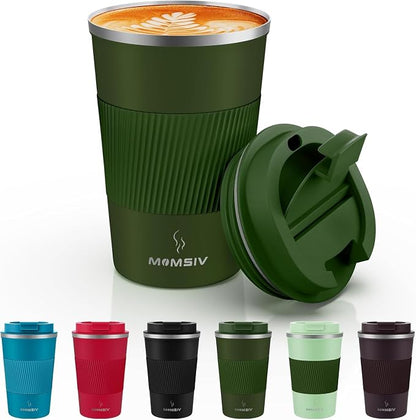 MOMSIV 12oz Travel Coffee Mug, Insulated Coffee Cup by MOMSIV