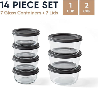 14-Piece Glass Food Storage Containers Set | 1-Cup & 2-Cup, Leakproof | - Image 2