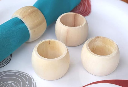 Handmade Acacia Wooden Napkin Rings Set of 12, Wood Napkin Holders - Image 4