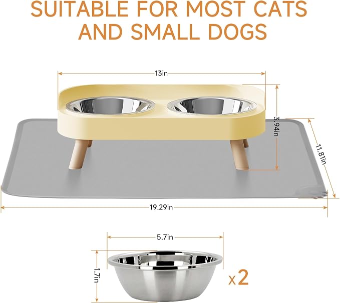 Elevated Cat Bowl with Food Mat, Raised Cat Food and Water Bowl Set - Image 6