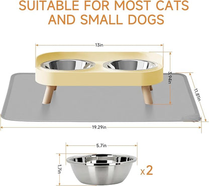 Elevated Cat Bowl with Food Mat, Raised Cat Food and Water Bowl Set - Image 6