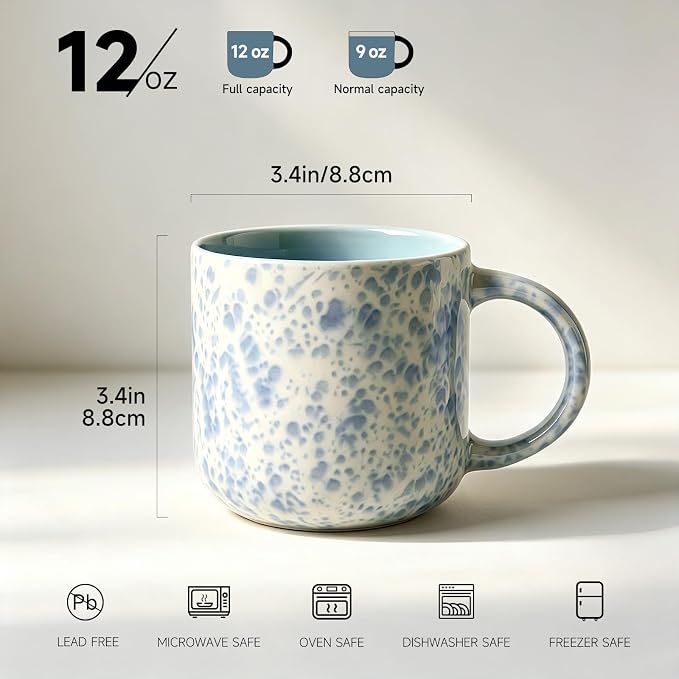 MONITO 12 OZ Coffee Mugs Set of 4, Modern Ceramic Coffee Mugs Set - Image 2