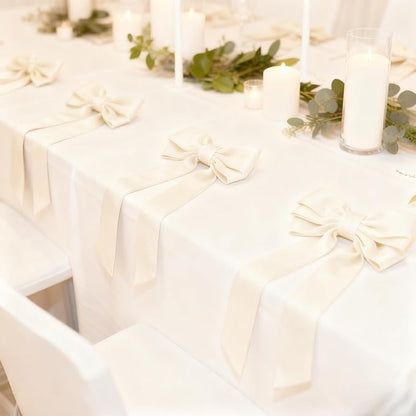 Ivory Velvet Bow Napkin Rings Set of 6 Luxury Soft Velvet Napkin Holders, Elegant Bow Design for Christmas Holiday Dinner Wedding Party Table Decor