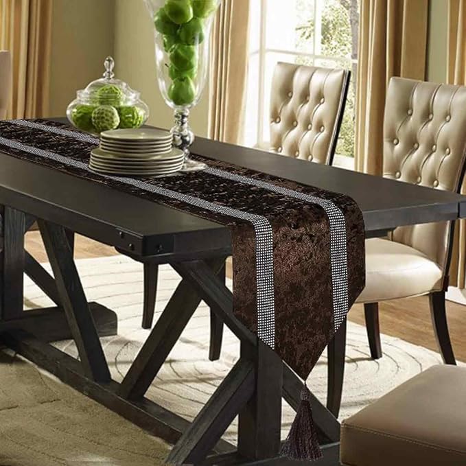 Fancy Brown Table Runner, Ombre Velvet, Double-Layer, - Image 6