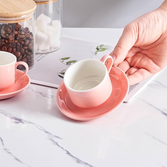 YOLIFE 2.5oz Espresso Cups Set of 4, Porcelain Stackable Espresso Cups - Image 7