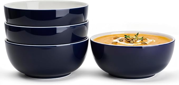 Sweese 24 oz Ceramic Cereal Bowl Set of 4, Round Serving Bowl by Sweese