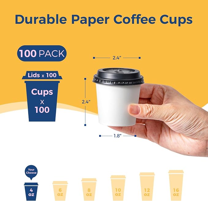Fit Meal Prep 100 Pack 4 oz Disposable Coffee Cups - Image 2