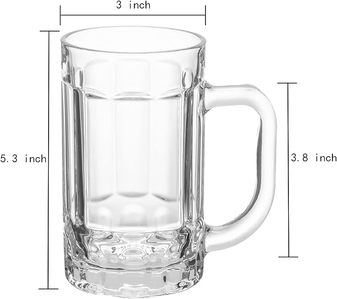6 Pack Heavy Beer Mugs, Large Beer Glasses - Image 2