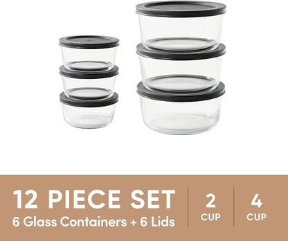 12-Piece Glass Food Storage Containers Set | 2-Cup & 4-Cup, Leakproof | - Image 3