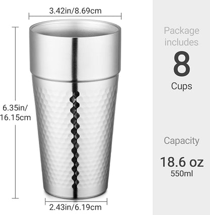 Beasea Stainless Steel Cups 19 oz, 8 Pack Large 18.6oz 550ml Stainless Steel - Image 2