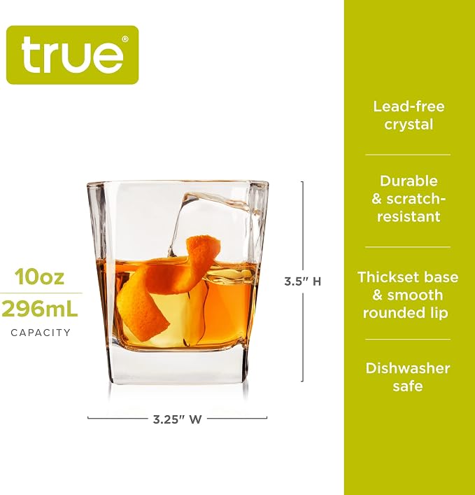 TRUE Square Rocks Glass, Old Fashioned Whiskey Glasses, Superb Drinking Cups - Image 3