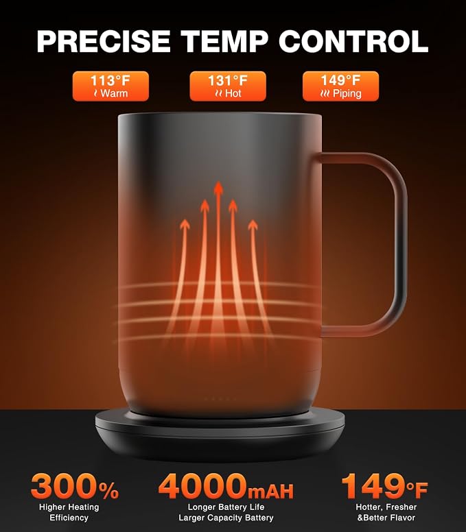 Kepwam Self-Heating Coffee Mug T1, 16oz Rechargeable Heated Coffee Mug - Image 2