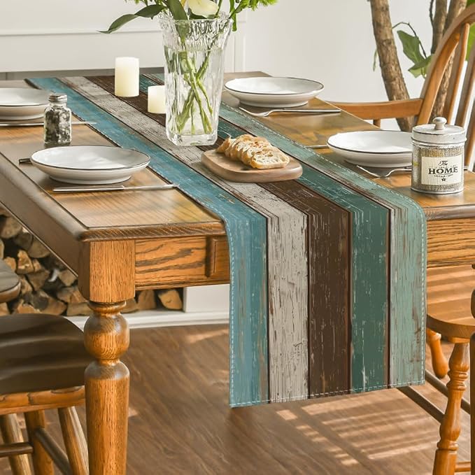 Artoid Mode Green Retro Rustic Wood Texture Table Runner, Seasonal Spring - Image 4