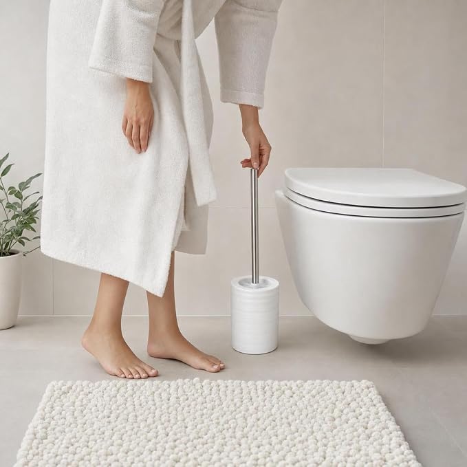 Kleine Wolke Sahara Elegant Stoneware Toilet Brush Holder 14.37" t X 4.72" w - Image 5