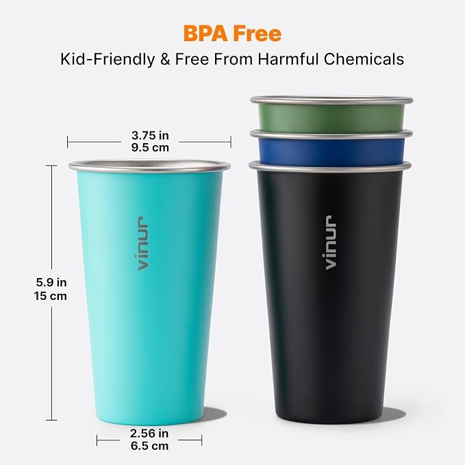 20 oz Stainless Steel Cups-Colorful Stackable Metal Drinking Glasses 4 Pcs | - Image 5