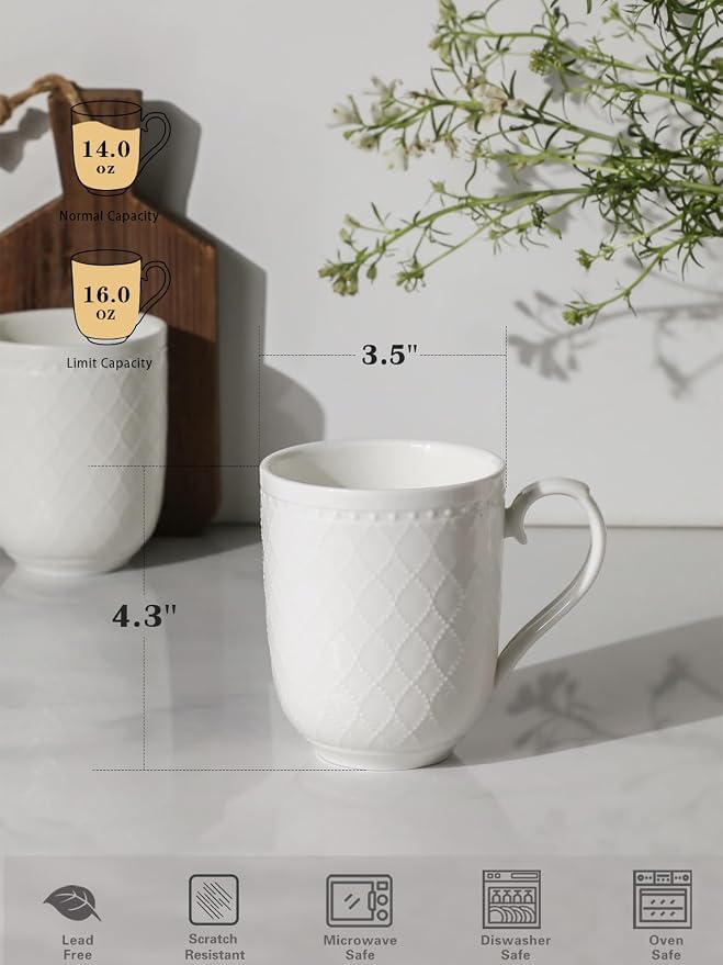 Kanwone Coffee Mugs 16oz, Ceramic Mugs Set, Porcelain Cups - Image 2