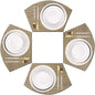 PIGCHCY Wedge Shaped Placemats for Dining Table Washable Vinyl Placemats Heat Resistant Table Mats Set of 4 (Beige)