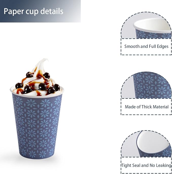 Clawsoff 210 Pack Paper Cups 16 oz Bulk Disposable Coffee Cups Navy Floral | - Image 4