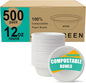 JINVOGREEN 500 Count 12 oz Paper Bowls, Disposable Compostable Bowls Bulk by JINVOGREEN