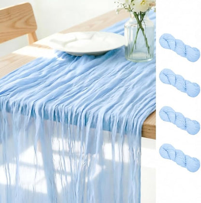 Baby Blue Cheesecloth Table Runner 120 Inches 4 Pack Gauze Table Runner | by LINXTAR