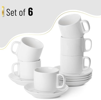 BTaT- Stackable Tea Cups and Saucers, Cappuccino Cups, British Coffee Cups - Image 2