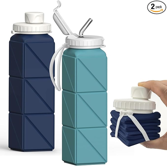BEAUTAIL Collapsible Water Bottles 21oz/610mL, Silicone Travel Water Bottle | by BEAUTAIL