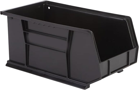 Hudson Exchange 15" x 8" x 7" Plastic Stackable Storage Bin and Hanging Container, Black