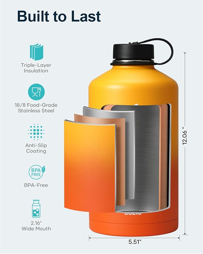 BUZIO 1 Gallon Water Bottle Insulated - Image 4