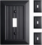 Beadboard Outlet Covers Wall Plates, Bamboo Fiber Light Switch Covers, Natural Material Electric Receptacle Decorative Switch Plate Outlet Cover Matte Black (1 Gang Toggle 4 Pack)
