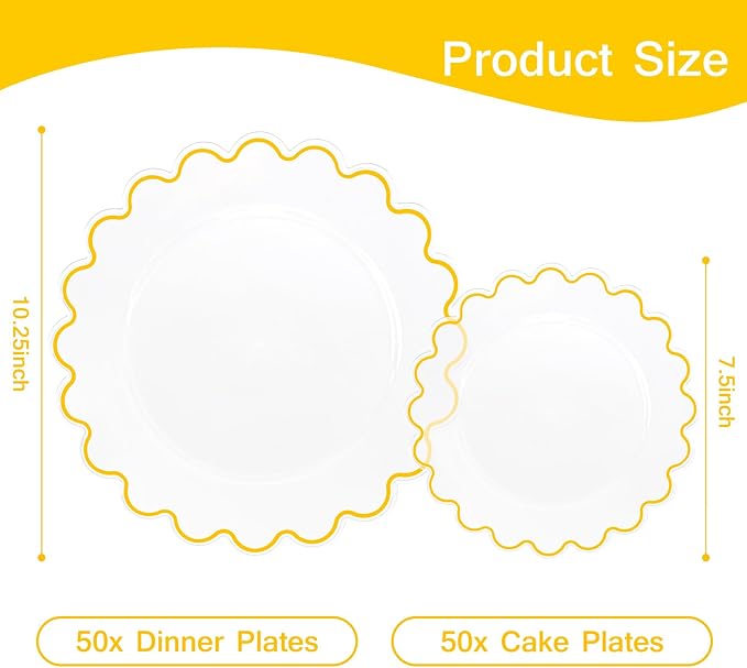 LIYH 100 Pcs Heavy Duty Clear Plastic Plates - Image 2