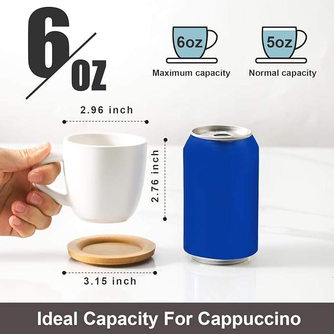 HASENSE 6 Ounce Ceramic Cappuccino Cups - Image 2