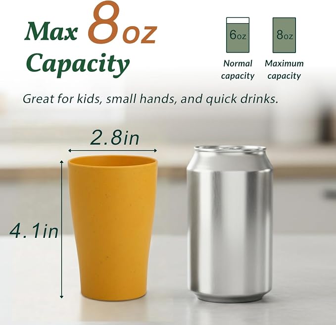 Homienly Stackable Drinking Glasses Set Wheat Straw Shatterproof Cups | - Image 2