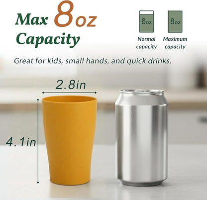 Homienly Stackable Drinking Glasses Set Wheat Straw Shatterproof Cups | - Image 2
