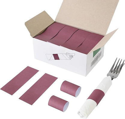 Self-Adhesive Napkin Bands, Burgundy | Wrap silverware & napkins, elegant table by NATURALABEL
