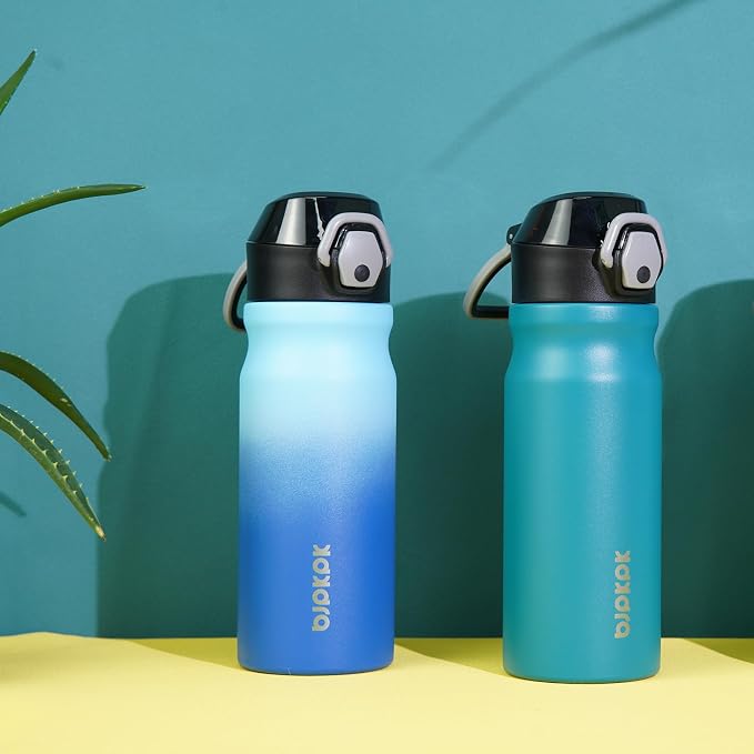 BJPKPK 18 oz Water Bottle with Straw & Handle, Insulated Stainless Flask | Leak - Image 5