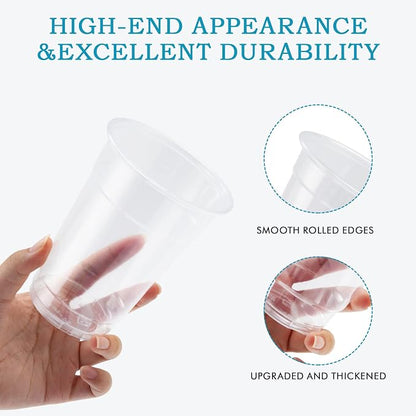 Turbo Bee 100 Pack 16 OZ Clear Plastic Cups, Disposable Crystal Plastic Party - Image 4