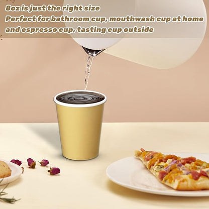 50 Pack 8 Oz Disposable Paper Cups, Khaki Paper Coffee Cups | Hot Coffee Cups - Image 4